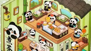 Miniature Scene stickers diy || Panda tea house ||