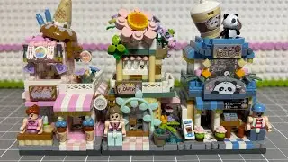 Building the Loz Micro Block Ice Cream Shop, Flower Shop, and Panda Cafe