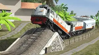 kereta api melewati polisi tidur dan rel oleng | train goes through speed bumps and tracks swerve