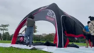 How to inflate the XLA shaped inflatable tent?