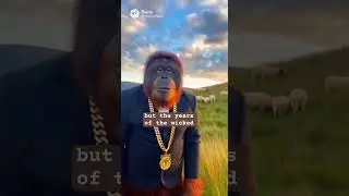 Reverend orangutan preaching from the farm
