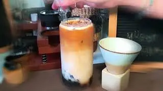 How to Make Assam Coconut Milk Tea with Brown Sugar Konjac Cubes ✨ Caramel + Cinnamon Twist 🧊🧋🍮 ASMR