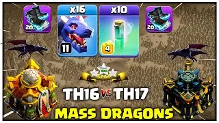 TH16 vs TH17 | RC Charge + Mass Dragons DESTROYED Max Base - Clash of Clans