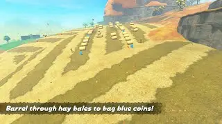 Barrel through hay bales to bag blue coins! | Mario Kart World