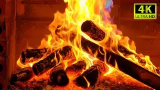 Blazing Fire Pit With Flickering Flames On A Cold Night And Soft Crackling Sounds [4K]