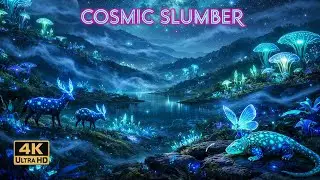 Cosmic Slumber: A 4K Journey to a Bioluminescent Alien World