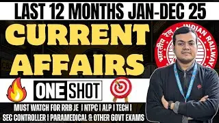 Railway Exams 2026: Current Affairs ONE SHOT 🎯 | RRB JE, NTPC, ALP & Tech (Complete Revision) #rrb 