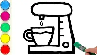 How to Draw 📝 a Coffee Machine ☕ | Easy Step by Step | Kids Drawing and Coloring