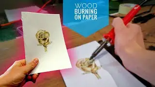 Burning a Rose On Paper - Pyrography