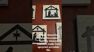 Create Nativity Coasters With Upcycled Porcelain Tile. #coaster #nativity #diy #cricut #tileart