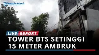 BREAKING NEWS - Tower BTS Setinggi 15 Meter Ambruk di Atap Gedung Sekolah Perhotelan Surabaya