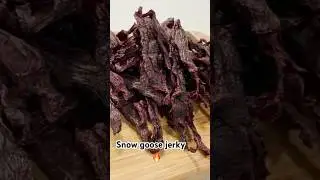 Snow goose jerky on the Traeger 🔥🙌🏽  #snowgoose #jerky #traeger