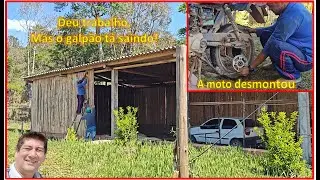Deu ruim na moto do pedreiro! Mas o galpão saiu do papel 💪 | Vida no sítio