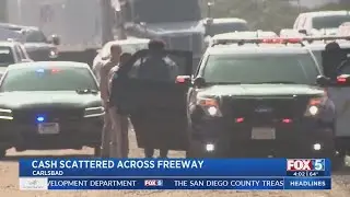 Cash Scattered Across Freeway In Carlsbad