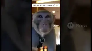Monkey Takes a Private Jet 🐒💼  Flight Attendant#MonkeyDrama #PetsBeingFunny