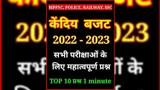 Budget 2022 important questions | बजट 2022 के Top 10 महात्वपूर्ण प्रश्न |current affairs questions |