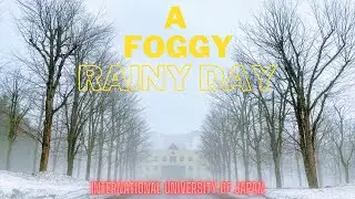 Walking In Fog And Rain| A Foggy Rainy Winter Day in IUJ| Winter in Japan| 4K