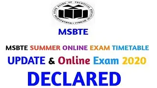 MSBTE Online Exam Summer 2020 | Timetable Declared | Msbte Summer Exam 2020 Information Check Here..