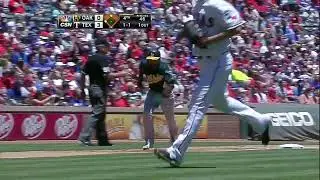 OAK@TEX: Moss scores Crisp with a sac fly to center
