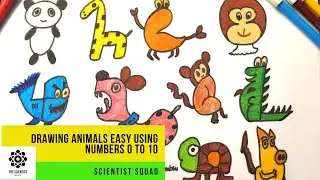 How to Draw animals from Numbers | Easy 11 Drawing from Numbers 0 to 10 for Kids