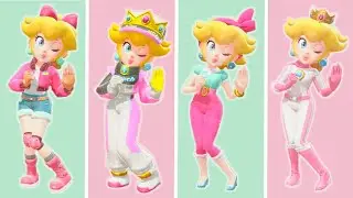 Mario Kart World - All Peach Outfits, Winning and Losing Animations