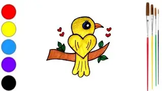 How To Draw A Bird | Bird Drawing Easy Step By Step | Cute Bird Drawing And Colouring For Kids 