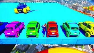 Colorful Cars Sky Stunt 😱 | Crazy GTA Mini Car Challenge 🚗💥