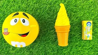Yellow M&M Ice Cream and Orbit Gum ASMR | Bright Candy Crinkle Relaxation