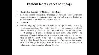 BBA 303 UNIT 15 Resistance to change, overcoming Resistance