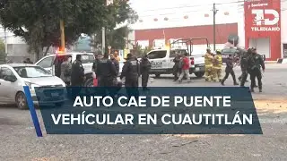 Camioneta cae sobre un auto desde puente en Cuautitlán, Edomex; hay tres lesionados
