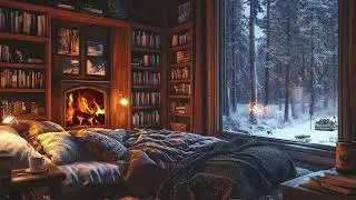 Comforting Rain and Piano Ambience in a Warm Room &ndash; A Cat Purring Beside the Crackling Fireplace