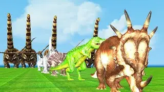 Paint Animals Gorilla Cow Lion Elephant Dinosaurs Fountain Crossing Animal Cartoon