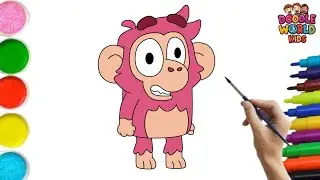 How to Draw Cute Chunky Chimp from Blury 🐵🎨 | Easy Cartoon Drawing for Kids | Doodle World Kids