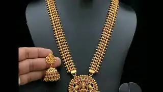 Lattest one gram gold matte finish long haram designs