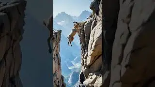 A Goat's Ascent Ends in a Freefall into the Gorge #goat #animals #skiing #pets #mountains #ai