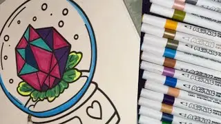 Colour With Me ❄️ ASMR | Stress Relief snow globe😍 | Whispered &bull; Marker Sounds