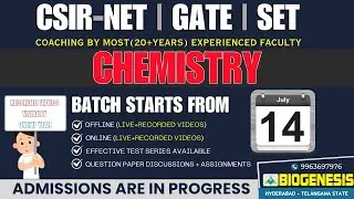 CSIR-NET, GATE, SET, IIT JAM, CPGET, GENCO, JL, PL, DL, CHEMISTRY COACHING CLASSES | JULY-14 BATCH