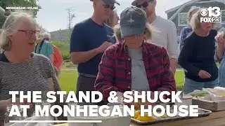 Monhegan House hosts nightly 'Stand and Shuck' oyster roast with scenic views
