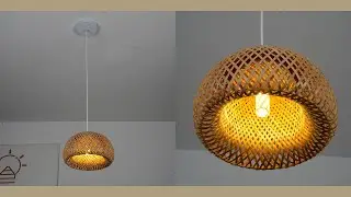 Aeyee Boho Style Bamboo Pendant Light Fixture 1 Light Dome Shape Woven Hanging Light