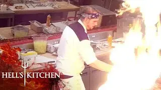 Clueless Chef Stumbles Around With An On Fire Pan | Hell's Kitchen