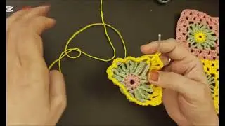 Crochet Granny square with flower# crochet Granny square top,                   