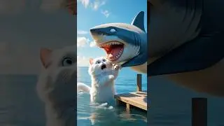 💥I did some shark fishing today. Cat vs Shark! #ai #cartoon #catlovers #aicat #kucing #cat