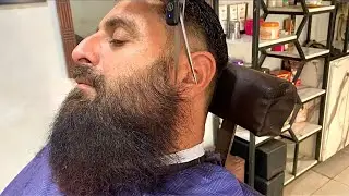 ASMR - Insane Huge Long Beard Shaved Transformation With Scissors and Trimmer : ASMR Beard shave 
