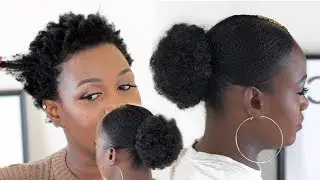 SLEEK LOW PUFF ON SHORT TYPE 4 NATURAL HAIR | NATURAL HAIRSTYLES  |PROTECTIVESTYLE
