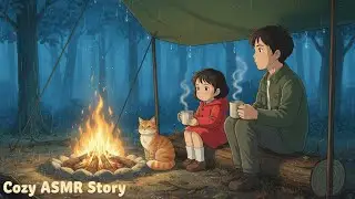 A Ghibli-Inspired ASMR Story: Cozy Camping Adventure | Rain on Tarp & Crackling Fire (No Talking)