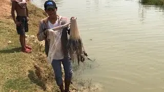 Wow! Amazing Cambodian People Catching Fish By Using The Net - Fishing tour | Fishing