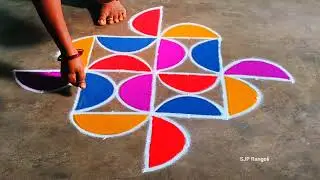 Thai poosam special Rangoli 🌺 9*1 dots beautiful colour kolam 🌺 simple muggulu