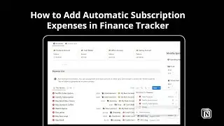 How to Add Automatic Subscription / Recurring Expenses in Notion Finance Tracker Pro
