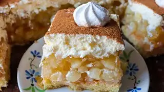 Szarlotka-Królewska rozkosz z kremem mascarpone, cynamonem i bezami. Najlepsze ciasto jabłkowe ❤️🍏🍎