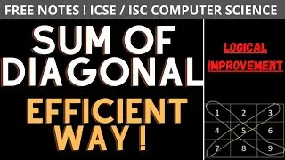 Sum of Diagonal elements of 2D Array in Java for ICSE and ISC | The efficient way